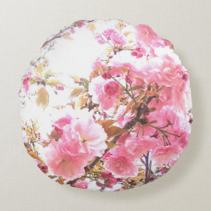 Coussins Ronds Fleurs roses motifs floraux de cerisier Sakura