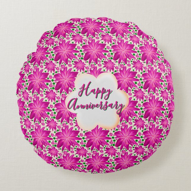 Coussins Ronds Fleurs roses personnalisées et sur mesure  (Devant)