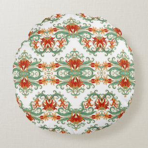 Coussins Ronds Fleurs rouges style chinois