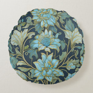 Coussins Ronds Fleurs sarcelle de William Morris