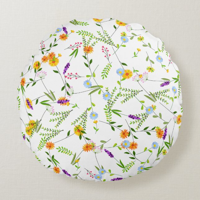 Coussins Ronds Fleurs sauvages de printemps été (Devant)