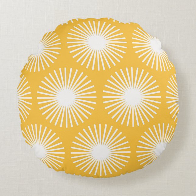 Coussins Ronds Fleurs simples : design sans couture scandinave. (Devant)