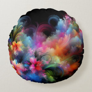 Coussins Ronds Fleurs tropicales dynamiques
