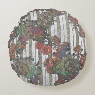 Coussins Ronds Fleurs Vintages élégantes Antique Ticking Stripes