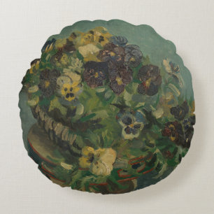 Coussins Ronds Fleurs vintages Van Gogh Panier de Pansies