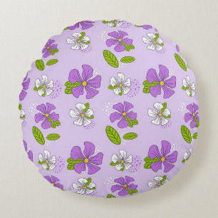 Coussins Ronds Fleurs violettes et blanches vibrantes