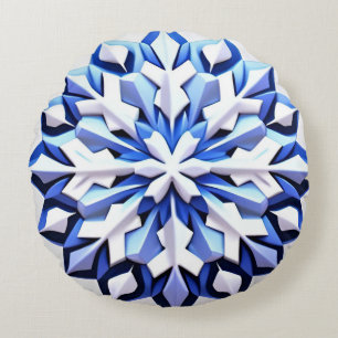 Coussins Ronds Flocon de Neige Bleu Détaille