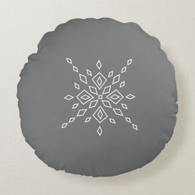 Coussins Ronds Flocon de Neige Cristallisé (Devant)