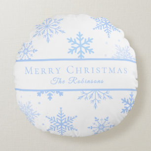 Coussins Ronds Flocons de neige bleus modernes