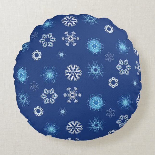 Coussins Ronds flocons de Noël dans votre lit (Devant)