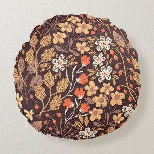 Coussins Ronds Flora d'automne : Vintage Motif sans couture