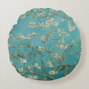 Coussins Ronds Floraison d'amandier, Peinture à l'huile, Vincent