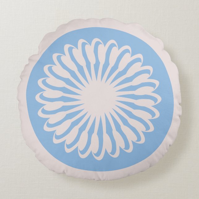 Coussins Ronds Floral Abstrait bleu (Devant)