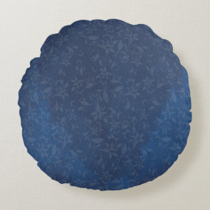 Coussins Ronds Floral Abstrait sur les Bleus de marine Arrière - 