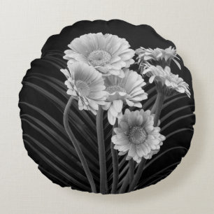Coussins Ronds Floral art encore vie détaillée monochrome mac