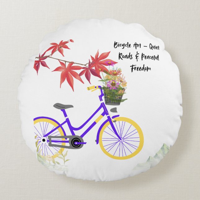 Coussins Ronds Floral Bicycle Motivation Design (Devant)