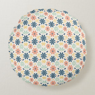 Coussins Ronds Floral coloré sans joint en bleu, rose et jaune