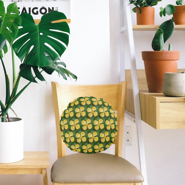 Coussins Ronds Floral de célandine jaune (In Situ Chair)