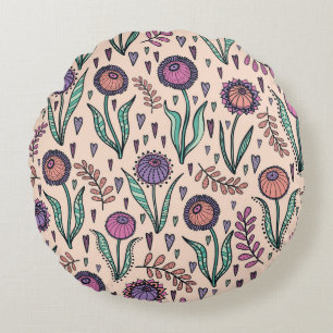 Coussins Ronds Floral des années 60 rétro : Motif de décoration
