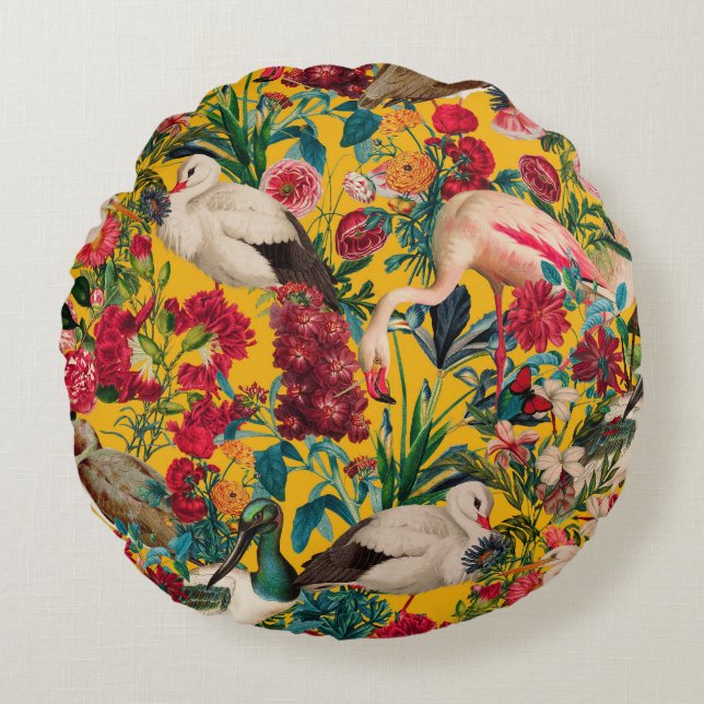 COUSSINS RONDS FLORAL ET OISEAUX XVIII (Devant)