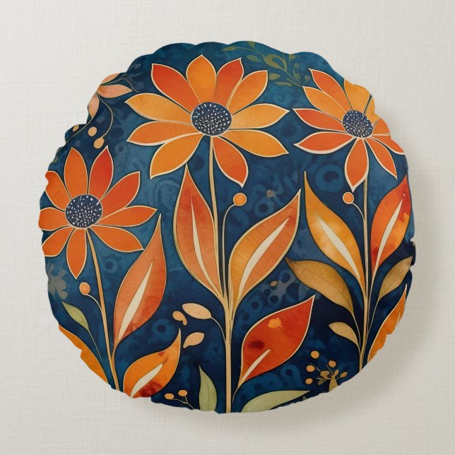 Coussins Ronds Floral Golden Twilight (Devant)