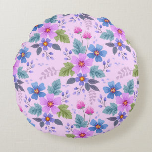Coussins Ronds Floral Rose Violet Fleurs Motif-36841