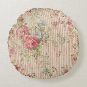 Coussins Ronds Floral vintage et rayures