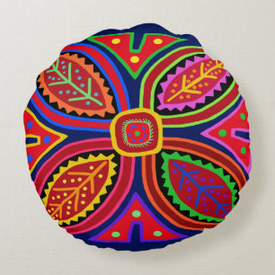 Coussins Ronds Flore de Kuna Indian Mola
