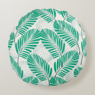 Coussins Ronds Flore feuille de palme : Vintage blanc