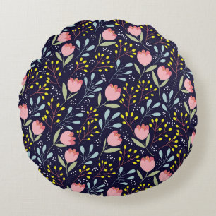Coussins Ronds Flore mignonne : Fleurs colorées Motif.