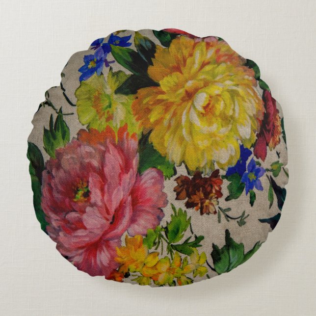 Coussins Ronds Flowers japandi colors texture (Devant)
