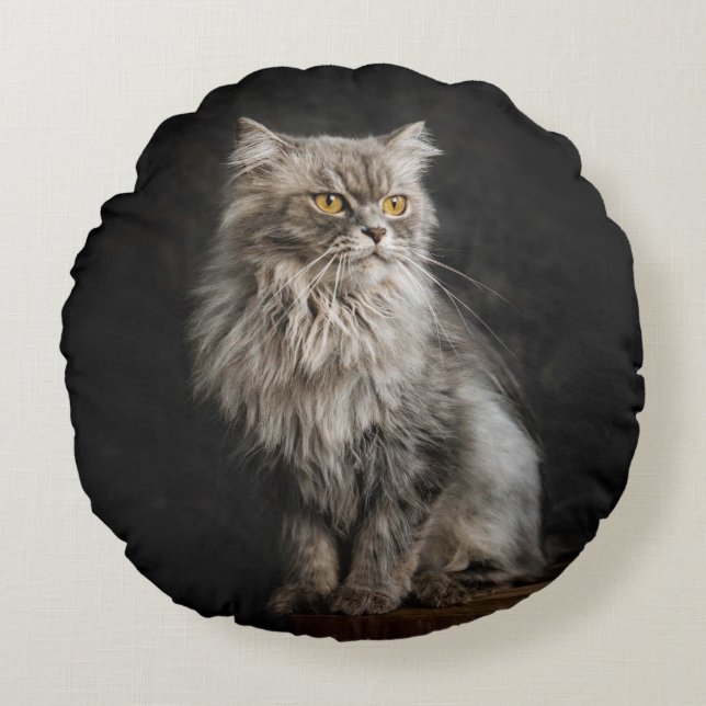 Coussins Ronds Fluffy Gris (Devant)