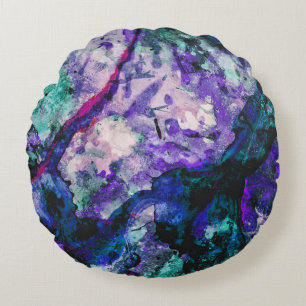 Coussins Ronds Fluorite Crystal Geode Marbre Abstrait