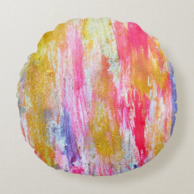 Coussins Ronds Flux Abstraits de peintures au mur. Texte moderne (Devant)