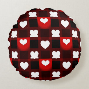 Coussins Ronds Fond à motif de cœur rouge sans couture