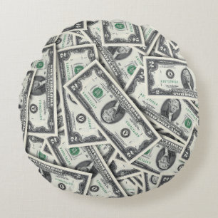 Coussins Ronds Fond d'argent de billet de 2 $