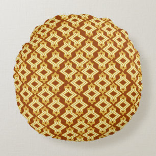 Coussins Ronds Fond d'écran Art Déco Motif, Brown doré
