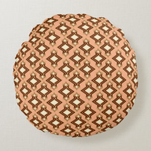 Coussins Ronds Fond d'écran Art Déco Motif, corail et Brown