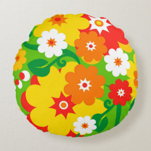 Coussins Ronds Fond d'écran Funky Flower Power