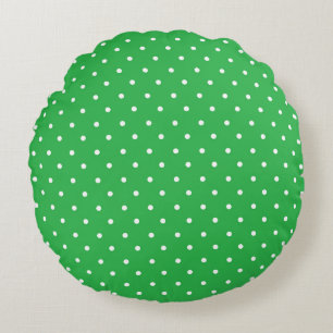 Coussins Ronds Fond vert uni à motif de pois