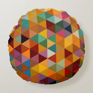 Coussins Ronds Fond vintage de motif de triangles