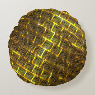 Coussins Ronds Fonds avec une image "sépia" sous râtonnerie dorée