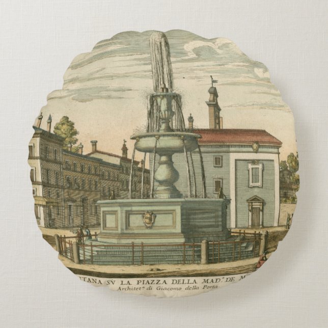 Coussins Ronds Fontaine italienne dans la place par Falda (Devant)