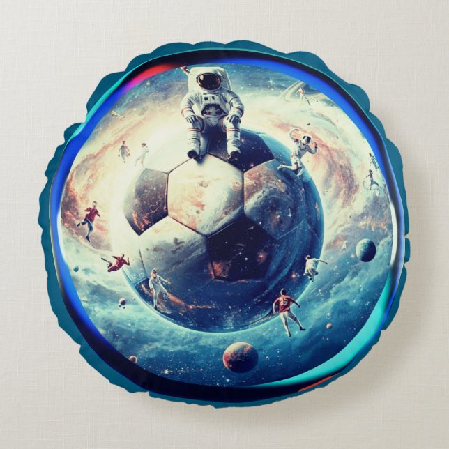 Coussins Ronds Footballeur spatial astronaute (Devant)