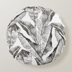 Coussins Ronds Forêt blanche noire : Motif Plante tropical