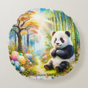 Coussins Ronds Forêt de bambou de Panda mignonne Imaginaire