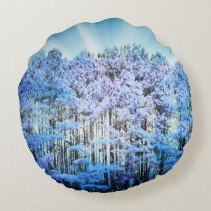 Coussins Ronds Forêt lumineuse Blue Hope