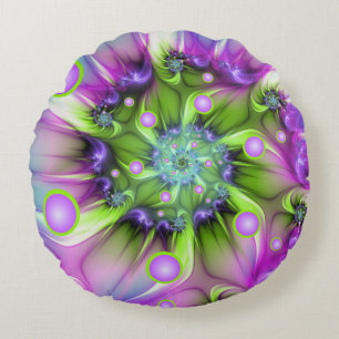 Coussins Ronds Formes arrondies de spirale colorées Art fractal A