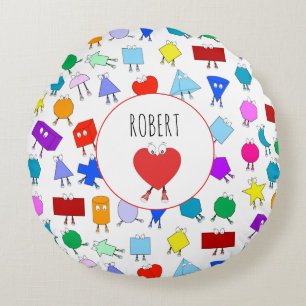 Coussins Ronds Formes géométriques 2D & 3D colorées pour enfants