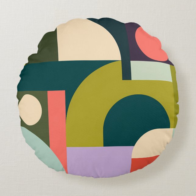 Coussins Ronds Formes Géométriques Abstraites Design Moderne Colo (Devant)